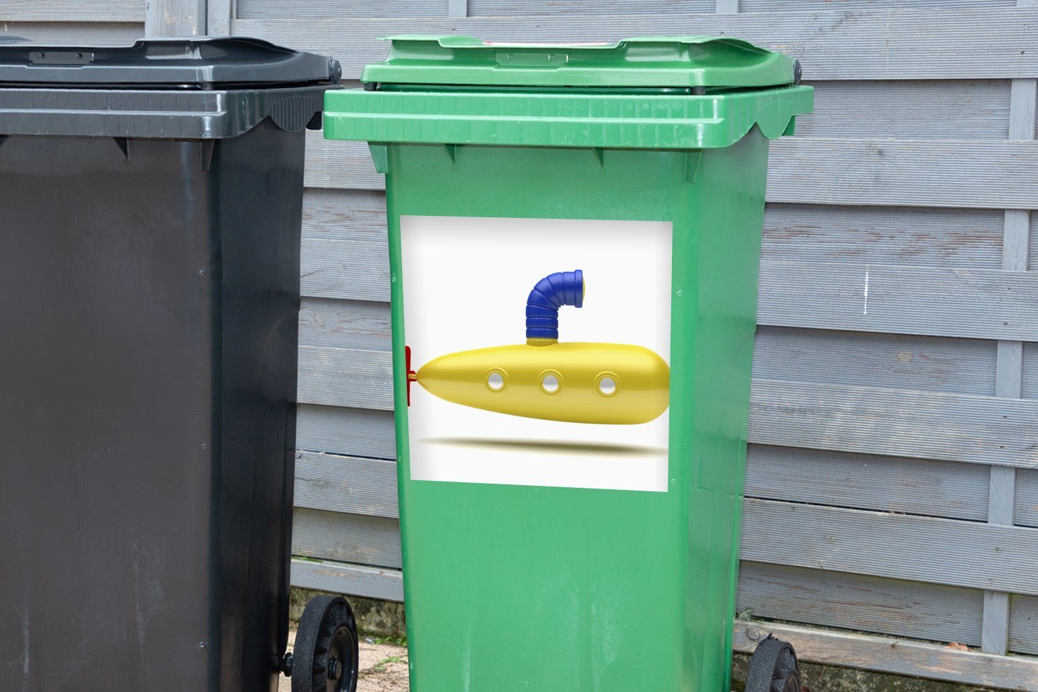 St), weißem Abfalbehälter Hintergrund Wandsticker Sticker, Mülltonne, Container, Mülleimer-aufkleber, MuchoWow Spielzeug-U-Boot auf Ein (1
