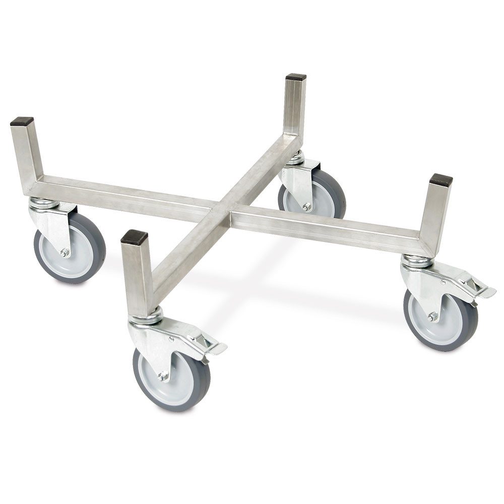 BRB-Lagertechnik Transportroller Roller für Rundbehälter/Kunststofftonnen bis Ø 520 mm, Edelstahl