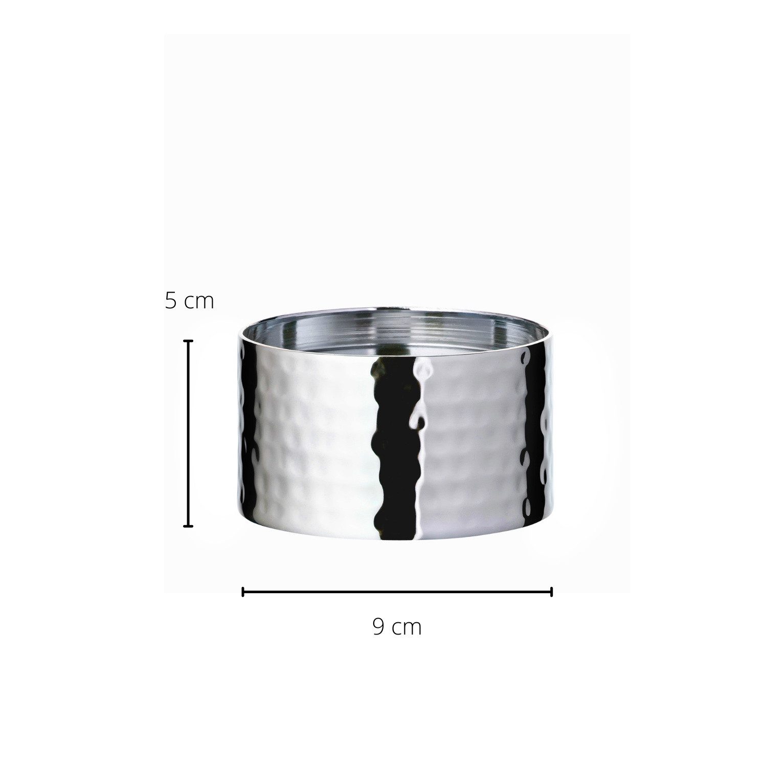 EDZARD Kerzenhalter Agadir, Edelstahl, hochglanzpoliert, gehämmert, H 5 cm