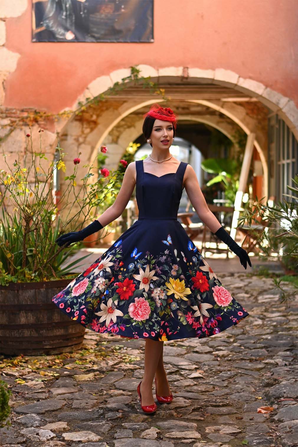 Hearts & Roses London A-Linien-Kleid Moonlight Butterfly Schmetterling Vintage 50er – Bild 5 von 5
