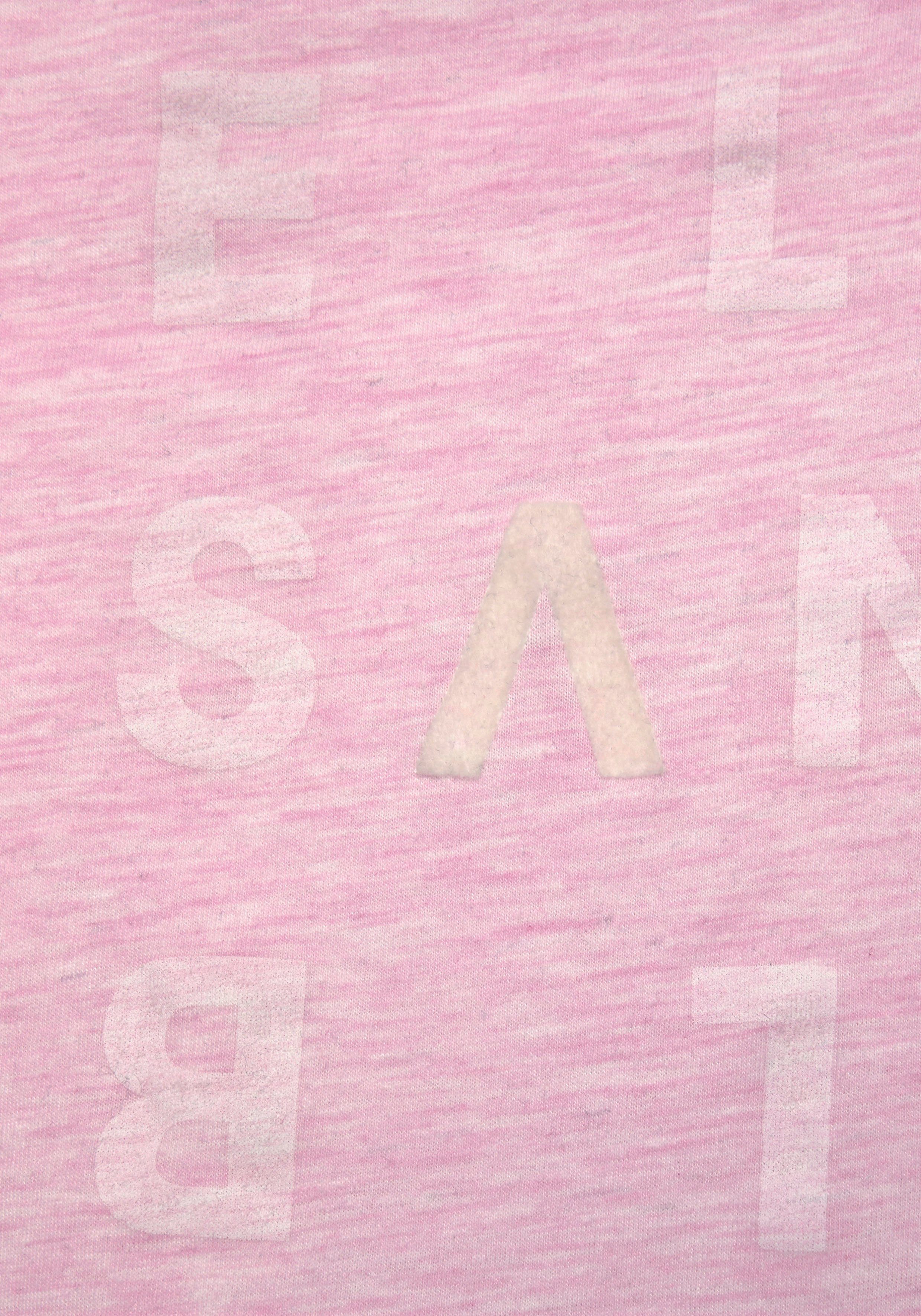 mit Ingrun vorne, Langarmshirt Elbsand pink-meliert Longsleeve aus Logodruck Baumwoll-Mix