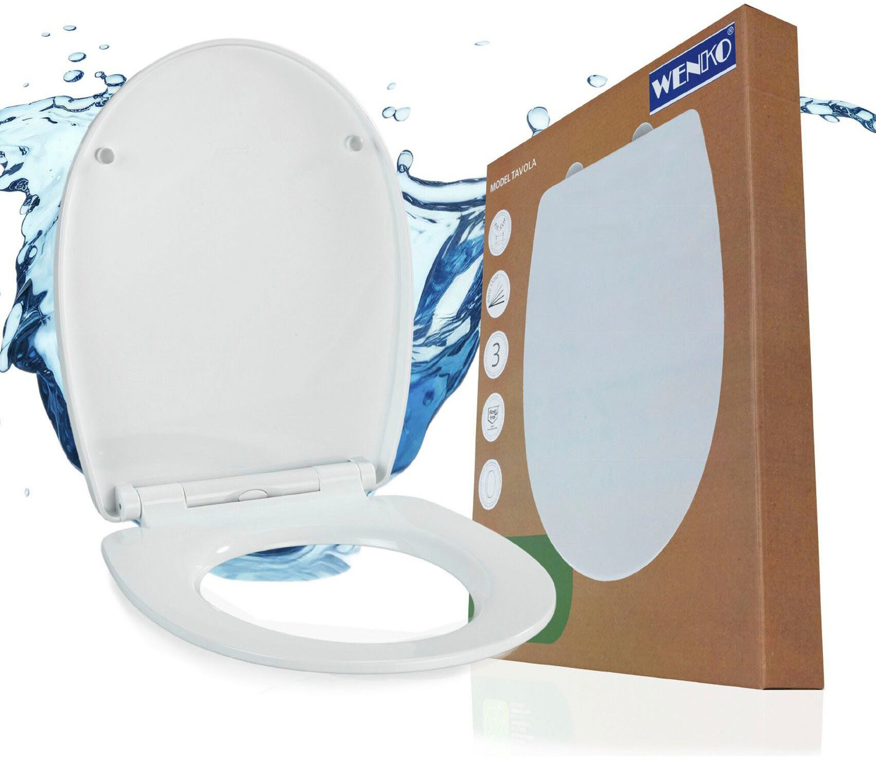 WENKO WC-Sitz Tavola, Toilettensitz aus strapazierfähigem Duroplast mit Absenkautomatik