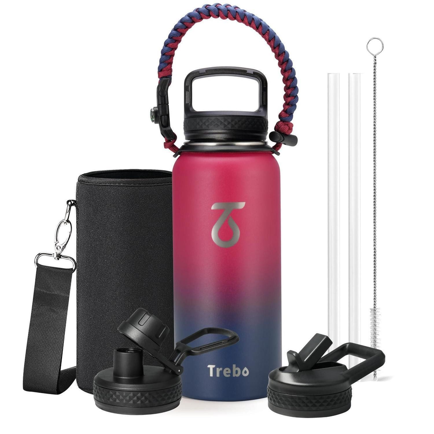 LuxusKollektion Isolierflasche Trinkflasche Rubinrot 946ml Isoliert Paracord