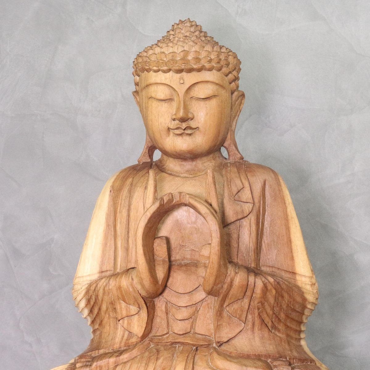 Oriental Galerie Dekofigur B4 cm im (1 Ursprungsland traditionelle Handarbeit 50 in St), Herstellung Buddha Natur Sitzender Massiv Holzfigur