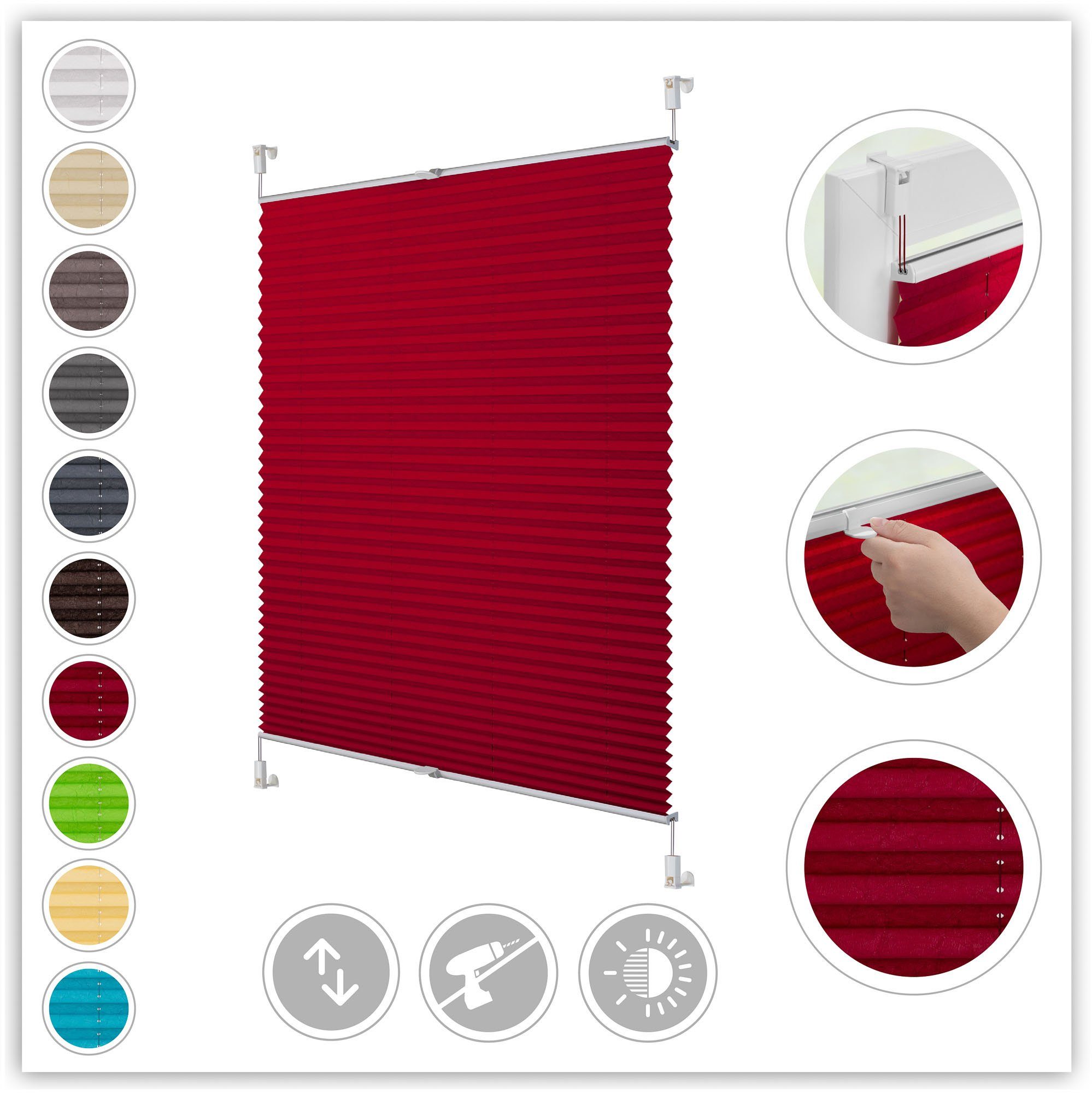 LICHTBLICK ORIGINAL Plissee Klemmfix, Lichtschutz, ohne Bohren, verspannt, günstig online kaufen