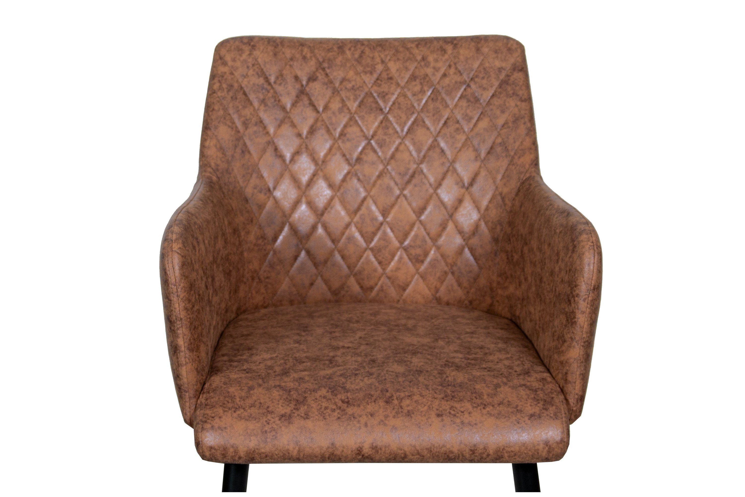 und Junado® Armlehnstuhl eleganter wildleder Rose, Rautenmuster Kunstlederbezug Stuhl mit