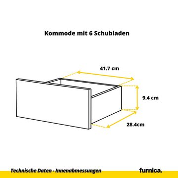 Furnica Kommode GABRIEL 6+4 Schubladen-Anthrazit Grau H92cm B160cm T33cm