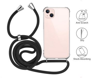 MyGadget Handyhülle Handykette für Apple iPhone 14 Plus, mit Handyband zum Umhängen Kordel Schnur Case Schutzhülle Schwarz