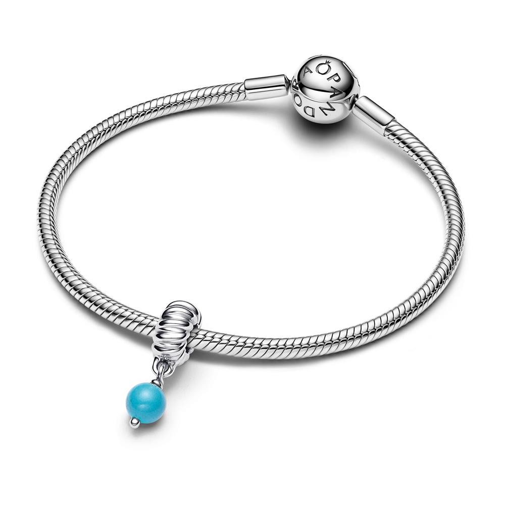 Pandora Charm-Einhänger PANDORA Charm-Anhänger aus 925er Silber mit Türkis, Moments