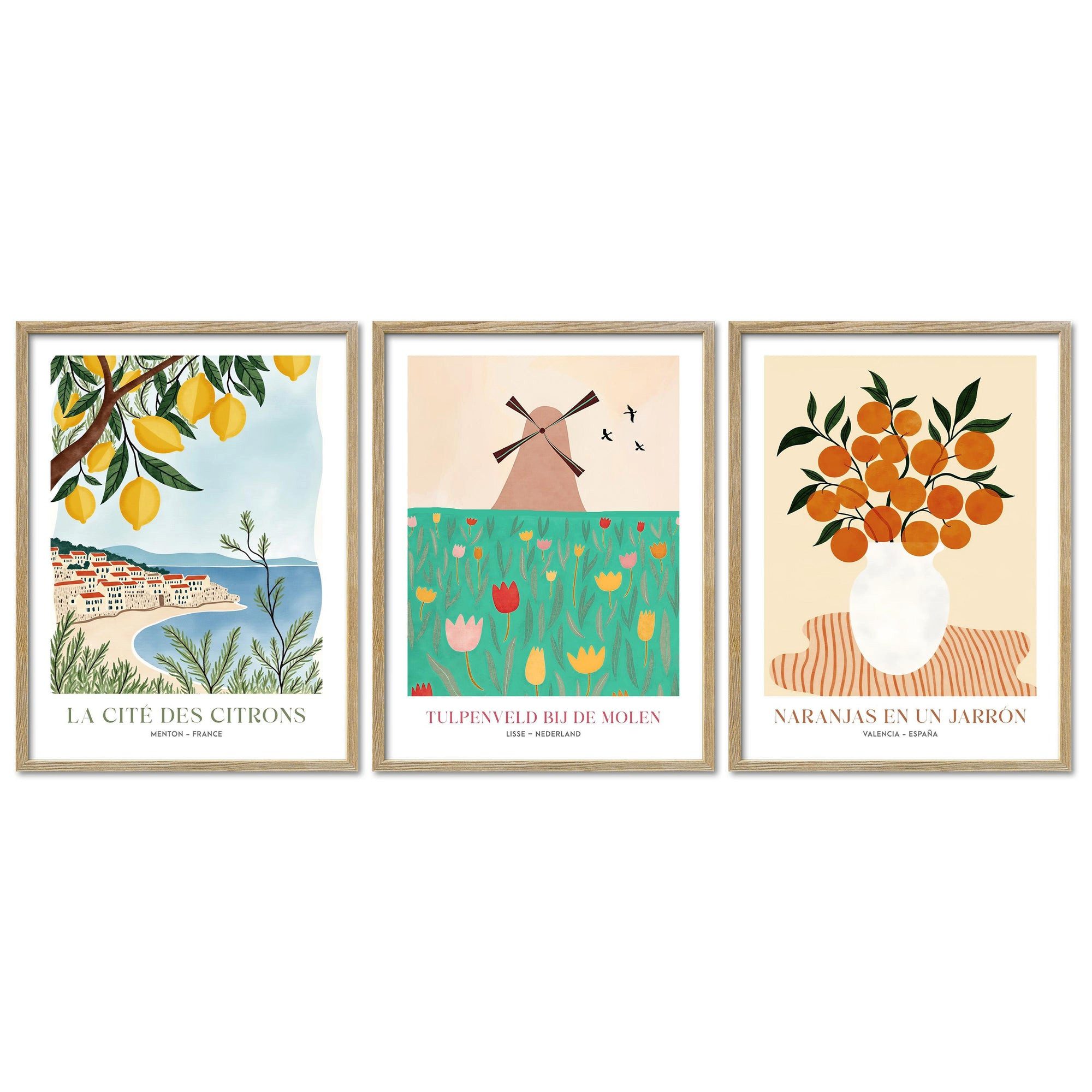ARTFAVES Bilder-Collage Poster Set Dopamine Trio 2 I mehrteilige Bilderwand I Wandbilder Abstr, (Wandbilder modern, 3 St)