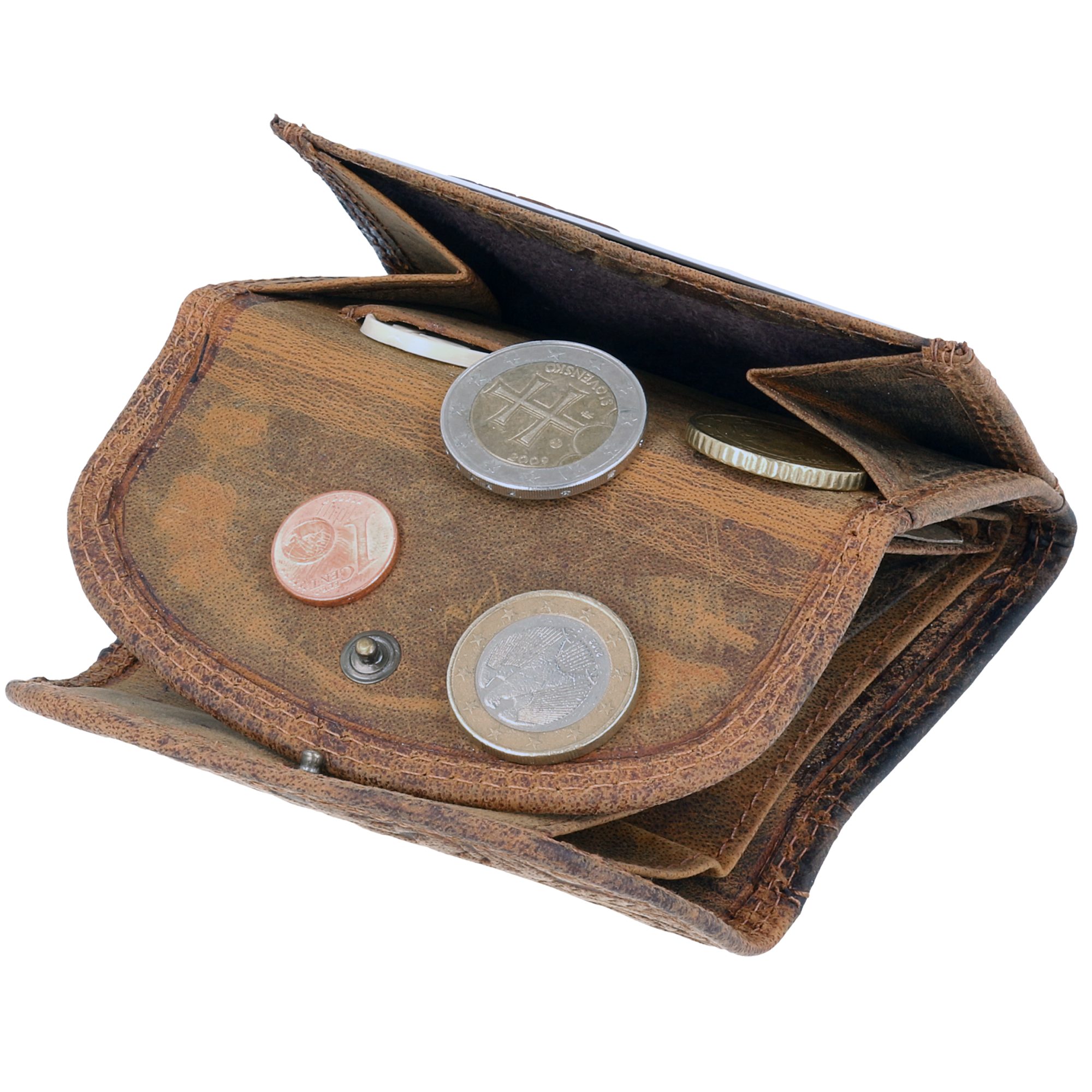 HMT Mini Geldbörse Kleines Portemonnaie Damen Herren (Mini Geldbeutel, aus echtem Leder, in floralem Design), mit RFID Schutz