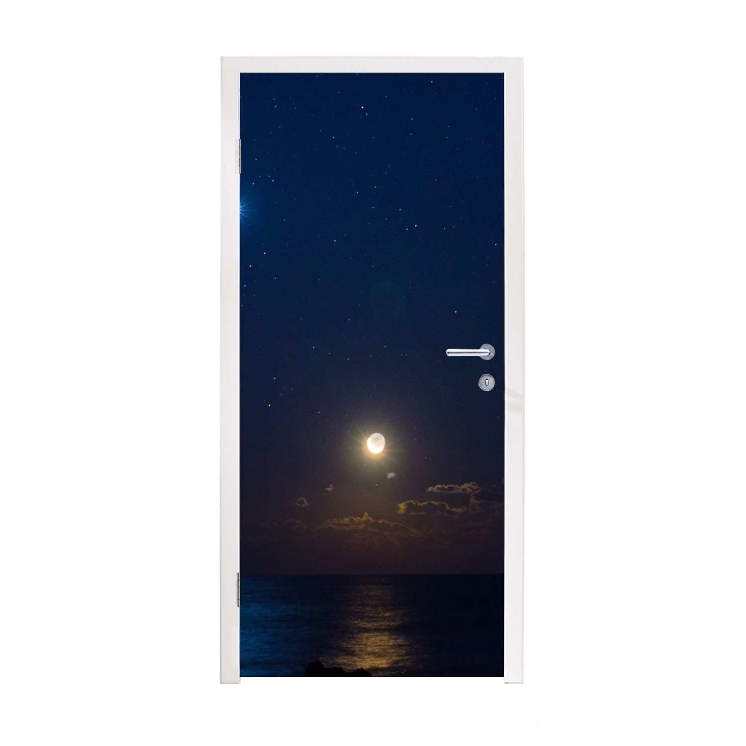 Mond Meer, 75x205 St), Fototapete Türtapete Matt, - MuchoWow Venus cm - Türaufkleber, bedruckt, für Tür, (1