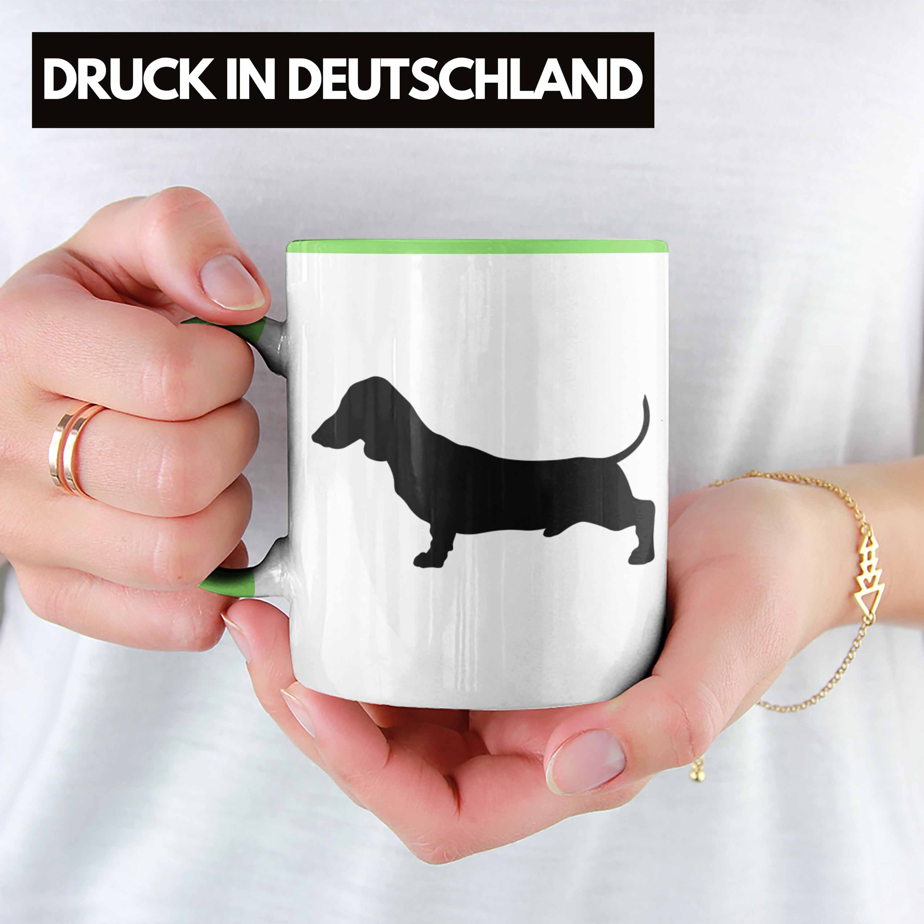 Trendation Tasse Dackel-Besiterin Dackel Herrchen Tasse für Grün Frauchen Grafik Ge Geschenk