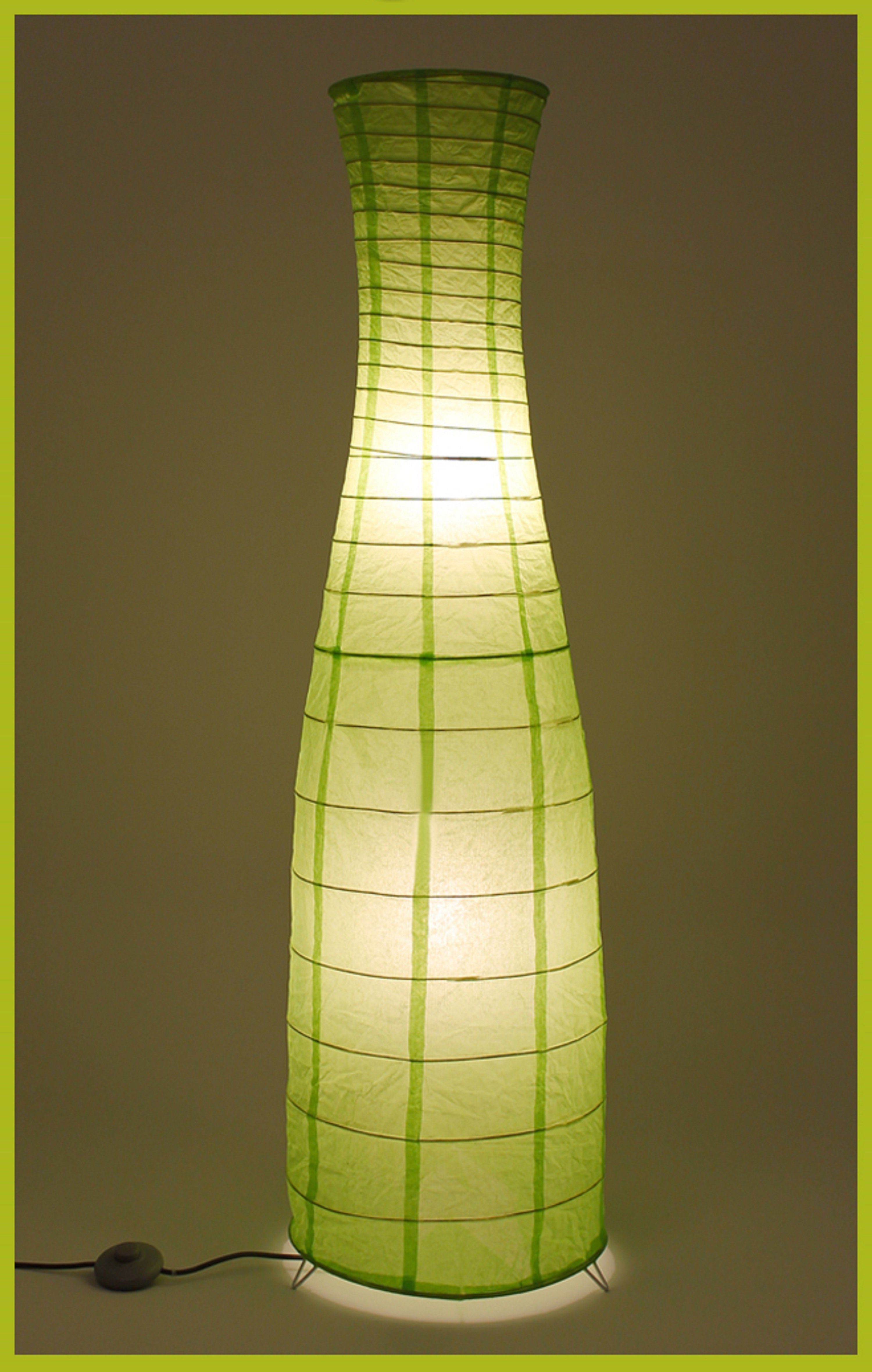 TRANGO grünen 2x Rund, Form: Standlampe LED Reispapierlampe *HANDMADE* Stehleuchte Stehlampe, Stehlampe inkl. Leuchtmittel, 1231-027L Höhe: 125cm, Wohnraumlampe, mit Lampenschirm LED Design *SWEDEN* E14 Reispapier LED