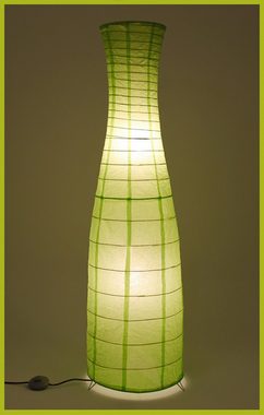 TRANGO LED Stehlampe, 1231-027L Design LED Reispapier Stehlampe *SWEDEN* Reispapierlampe *HANDMADE* Stehleuchte mit grünen Lampenschirm inkl. 2x E14 LED Leuchtmittel, Form: Rund, Höhe: 125cm, Wohnraumlampe, Standlampe