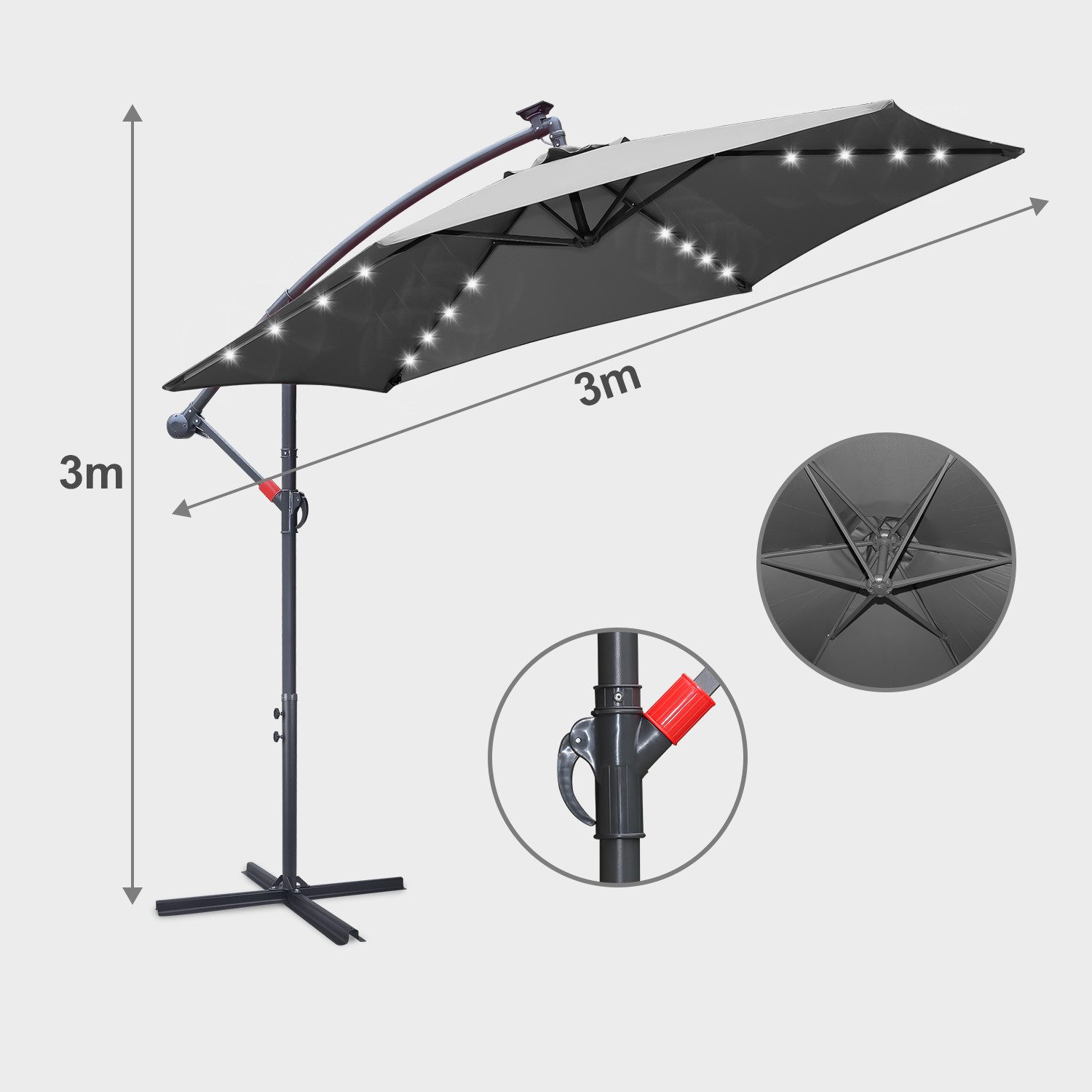 Clanmacy Sonnenschirm Gartenschirm 300cm, Ampelschirm mit günstig online kaufen