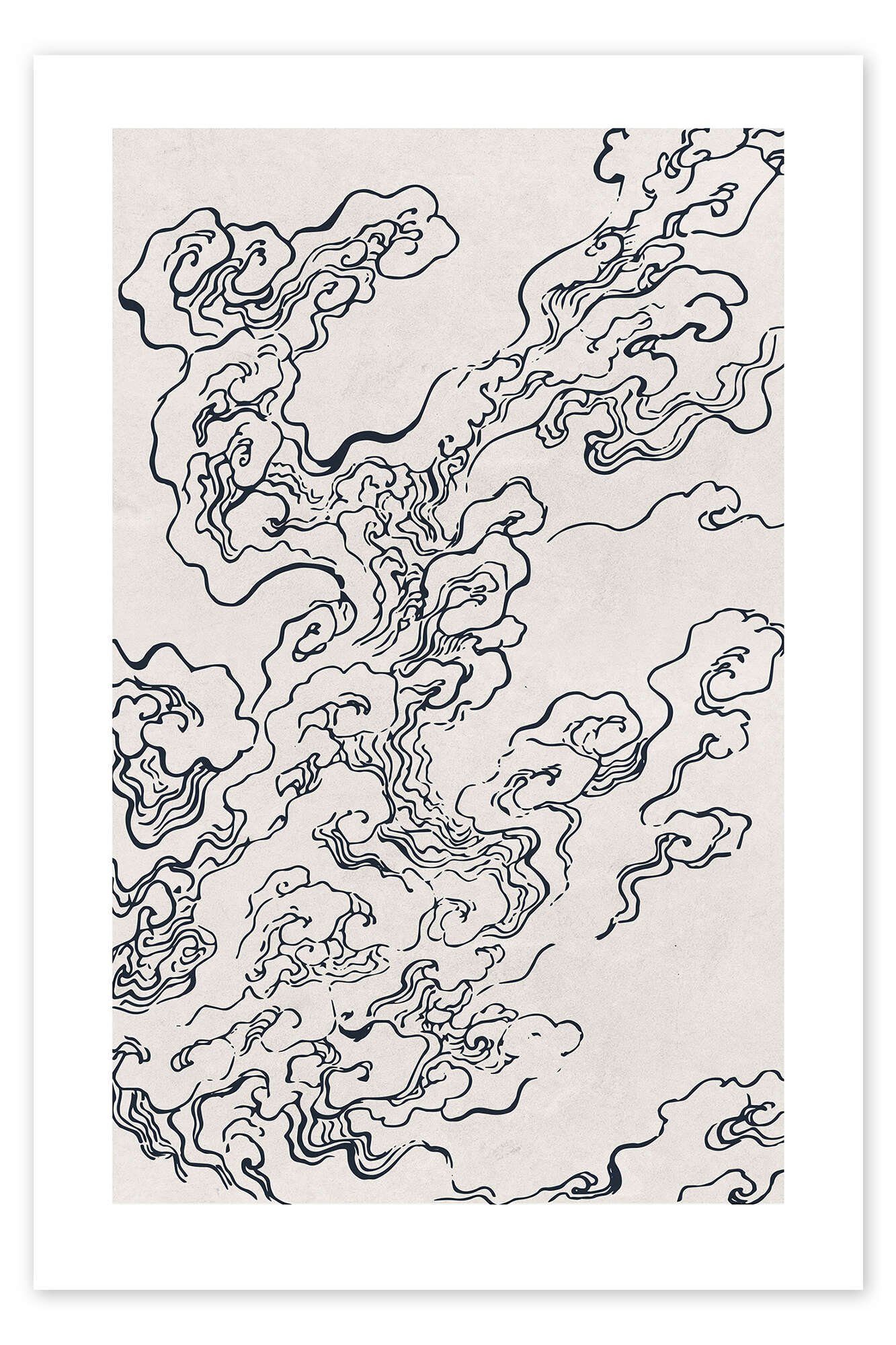 Posterlounge Poster Mori Yūzan, Wolken, Wohnzimmer Minimalistisch Malerei