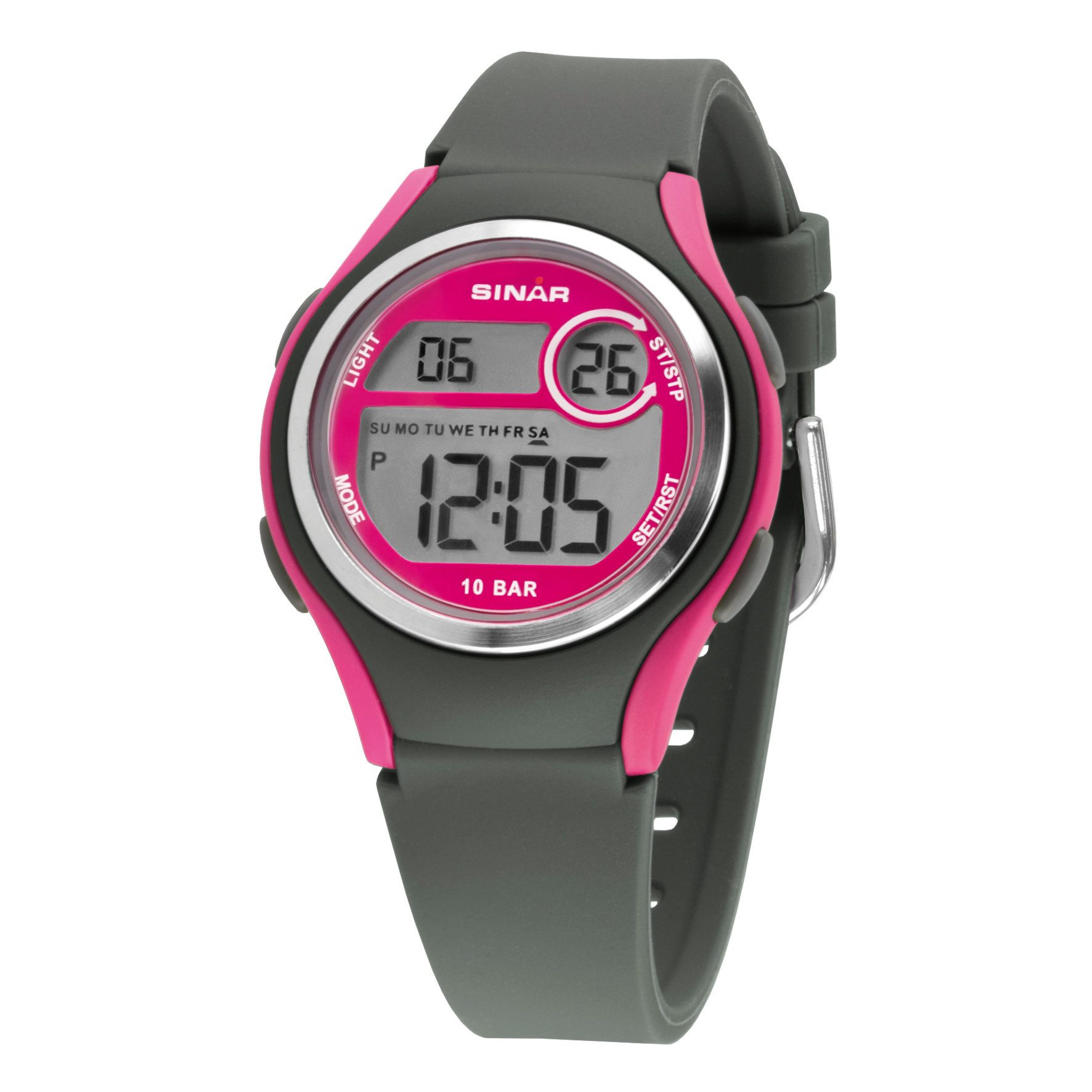 SINAR Digitaluhr XE-64 Jugend Armbanduhr Sportuhr Silikonband 10 bar, digital sportlich modern Geschenkidee Jugend Ø 36 mm