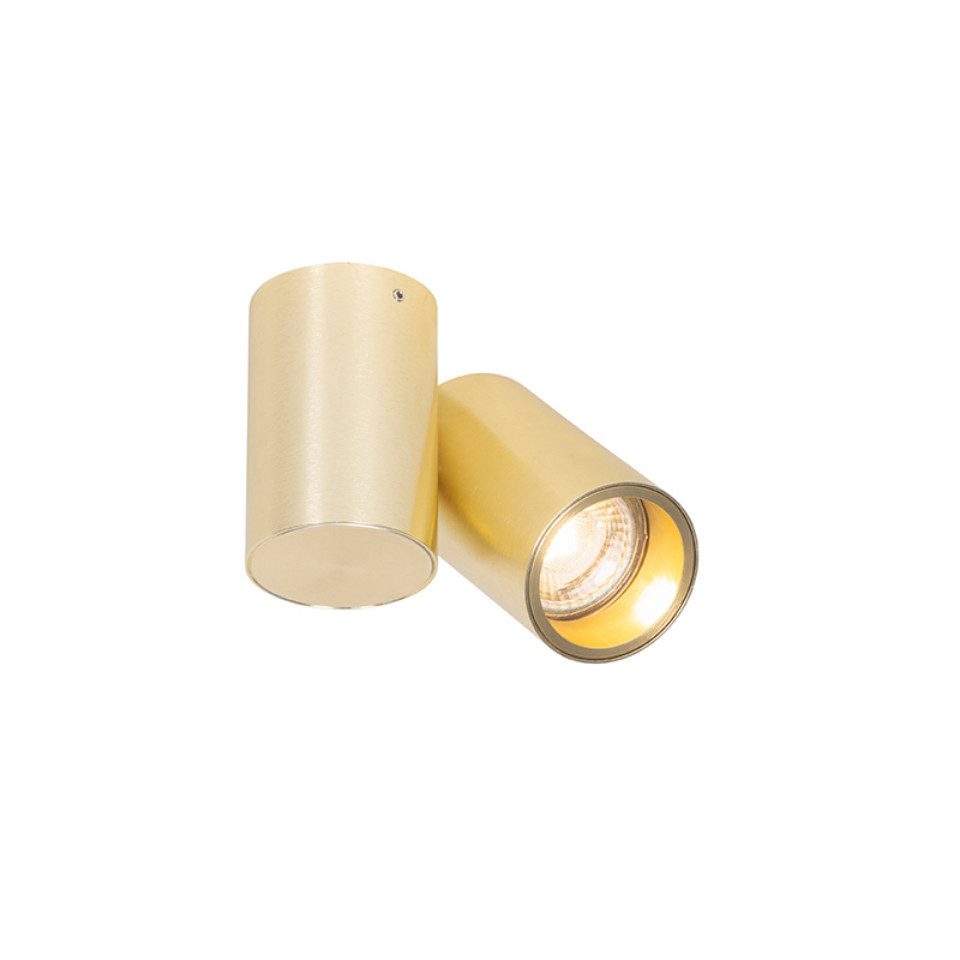 Qazqa LED Aufbaustrahler Michael, ohne Leuchtmittel, GU10, Gold/Messing, Design, Stahl, 1-flammig