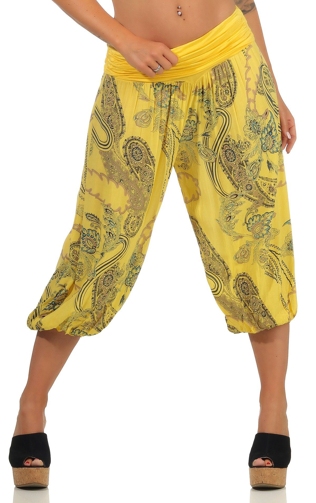 malito more than fashion Caprihose 7186 kurze Pluderhose mit Allover Print