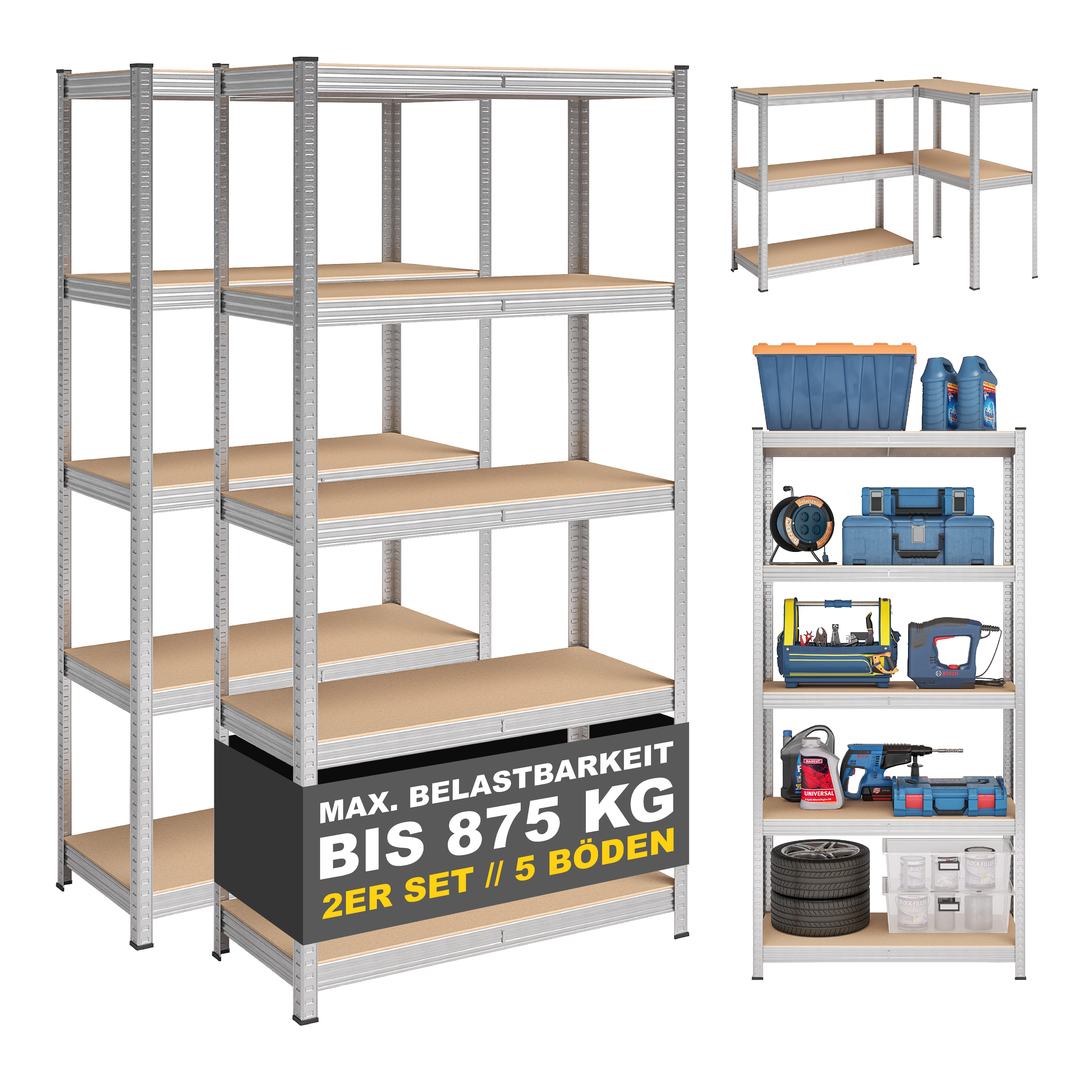 STEELSØN Schwerlastregal Arax, 2er Set, 180x40x90cm, günstig online kaufen