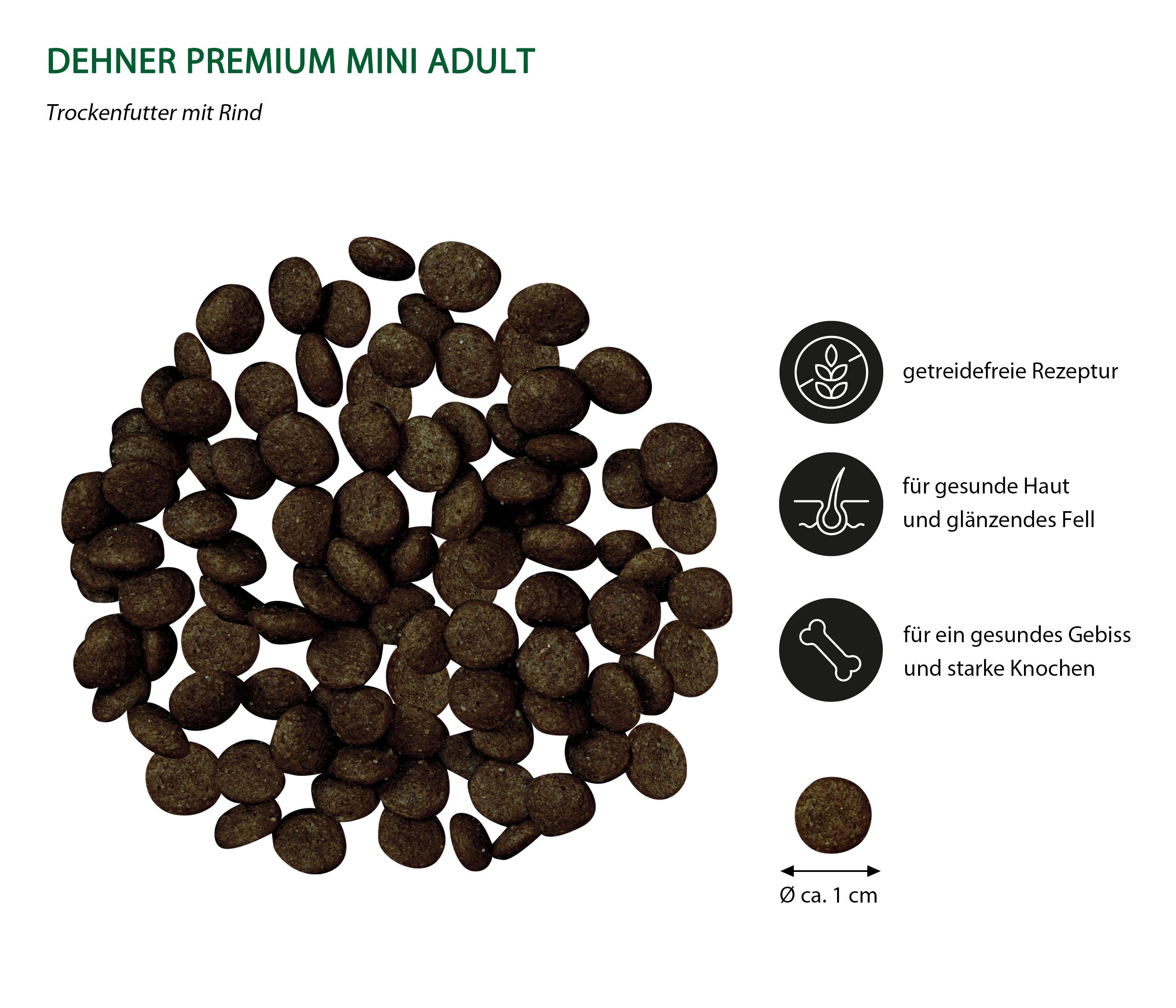Dehner Premium Mini Adult Rind / Lamm / Kartoffel, 4 kg / 8 kg, getreidefrei Rind, Trockenfutter für: Hunde, Trockenfutter für ausgewachsene Hunde kleiner Rassen