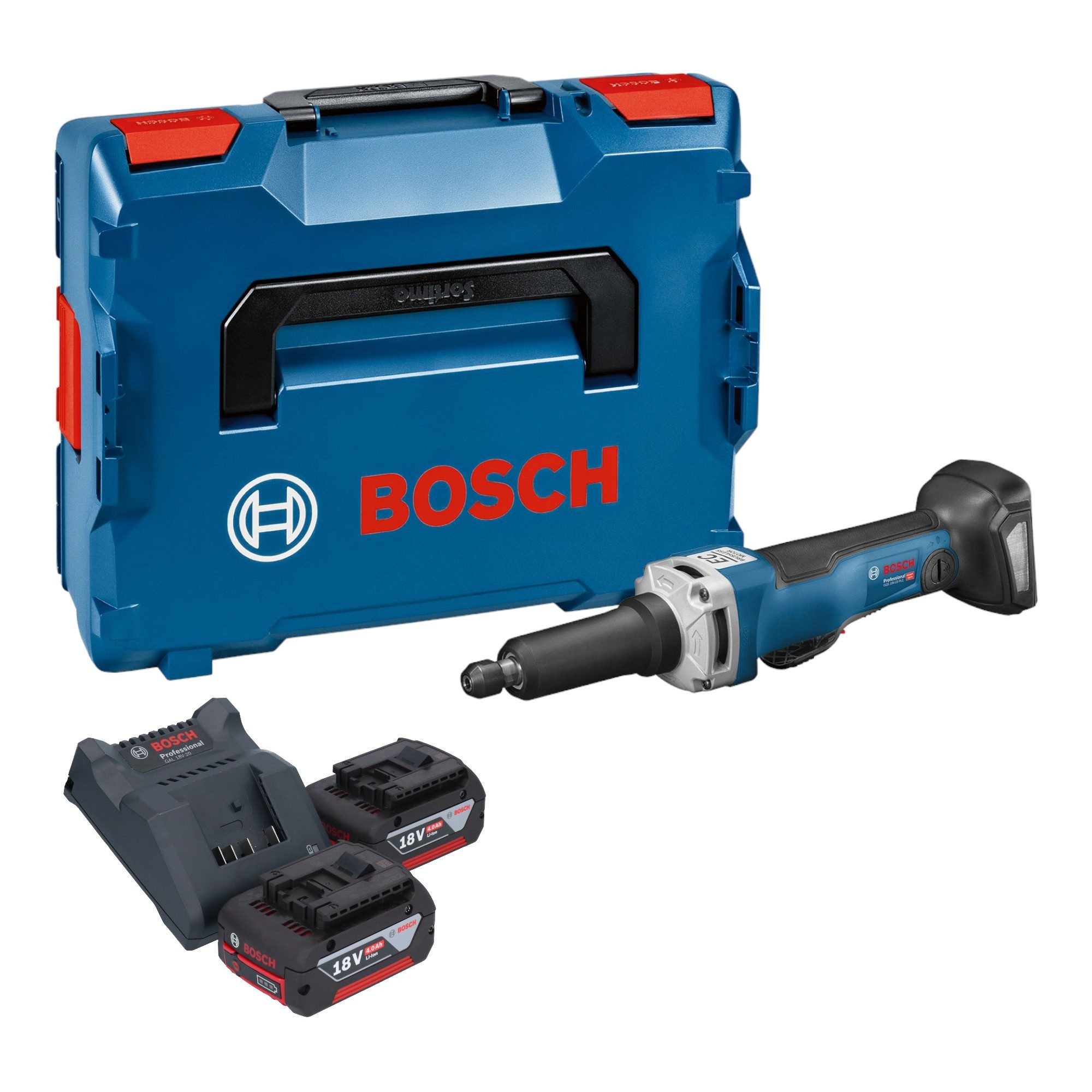 Bosch Professional Akku-Geradschleifer GGS 18V-23 PLC Professional 18V Brushless + 2x Akku 4,0 Ah + Ladegerät