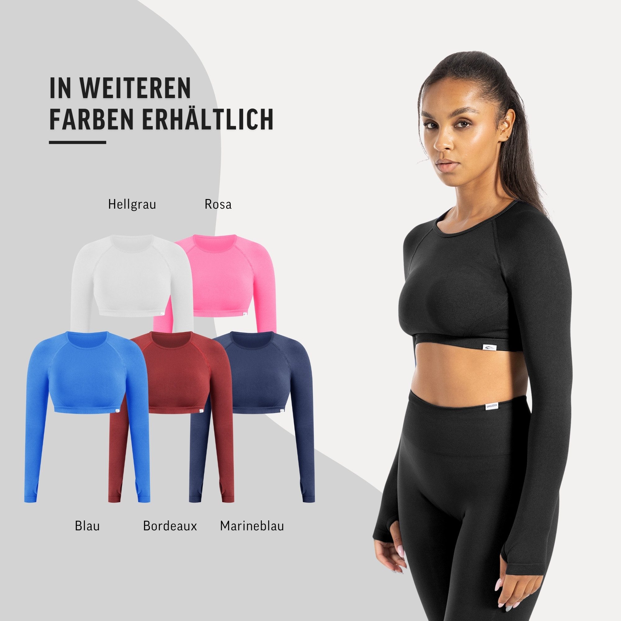 Longsleeve Longsleeve Linnea mit Rückenausschnitt & Daumenloch, Gym Oberteil