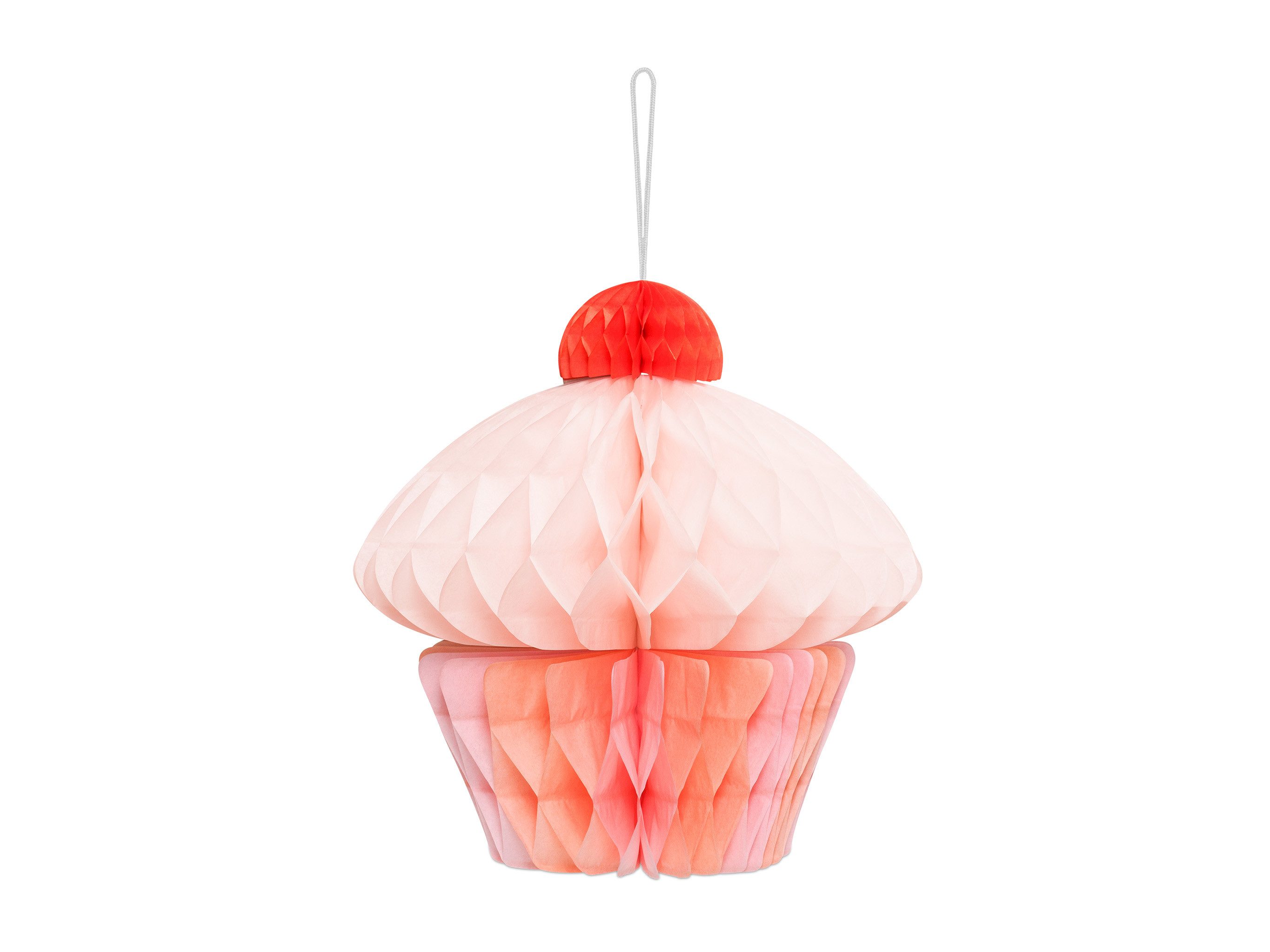 partydeco Pompon, Muffin Wabenball 20cm Wabenfigur Rosa / Rot
