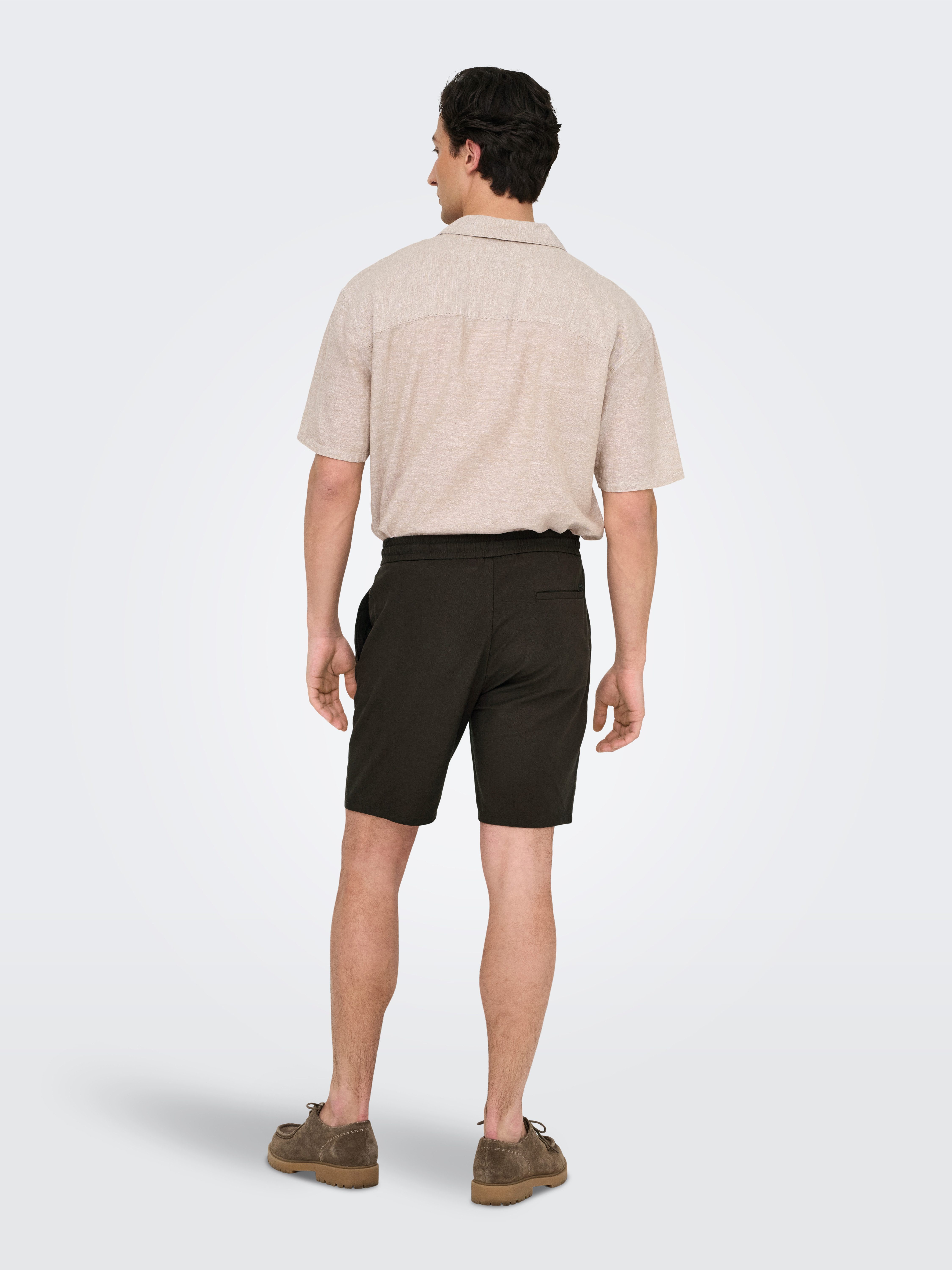 ONLY & SONS Shorts ONSLINUS 0007 COT LIN SHORTS NOOS Baumwolle mit Leinen, normal geschnitten – Bild 4 von 5