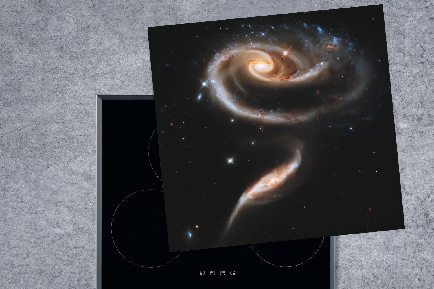 MuchoWow Herdblende-/Abdeckplatte - 78x78 Galaxie tlg), Arbeitsplatte - Ceranfeldabdeckung, Sterne für (1 Wolke, küche cm, Vinyl