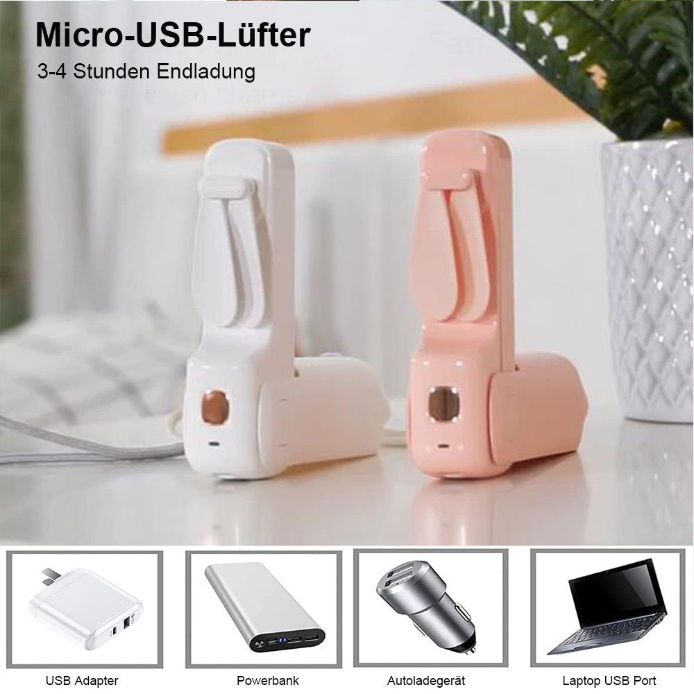 Heizkörperventilator Tragbarer Taschenlampe, für USB, Rosa Outdoor. Ventilator, MOUTEN
