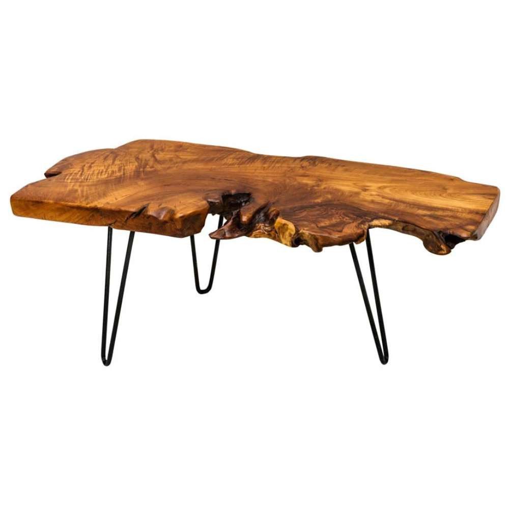 LebensWohnArt Couchtisch Extravaganter Teak-Couchtisch ALBERO 100cm natur Baumscheibe