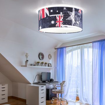 etc-shop LED Deckenleuchte, Leuchtmittel inklusive, Warmweiß, Union Jack Decken Lampe Wohn Zimmer Flaggen Leuchte Flur