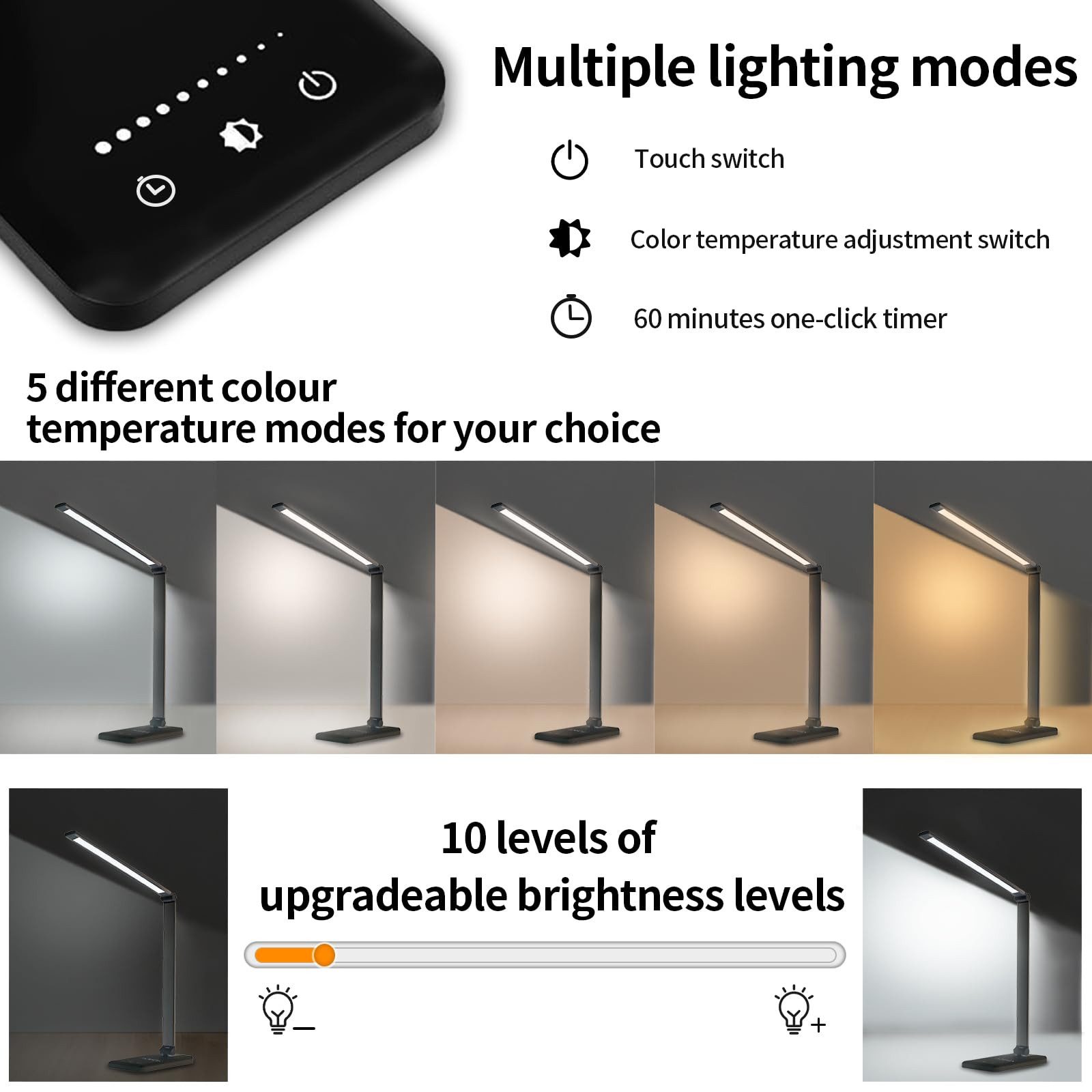 LQWELL Schreibtischlampe LED Schreibtischlampe Dimmbar Metallmaterial, günstig online kaufen