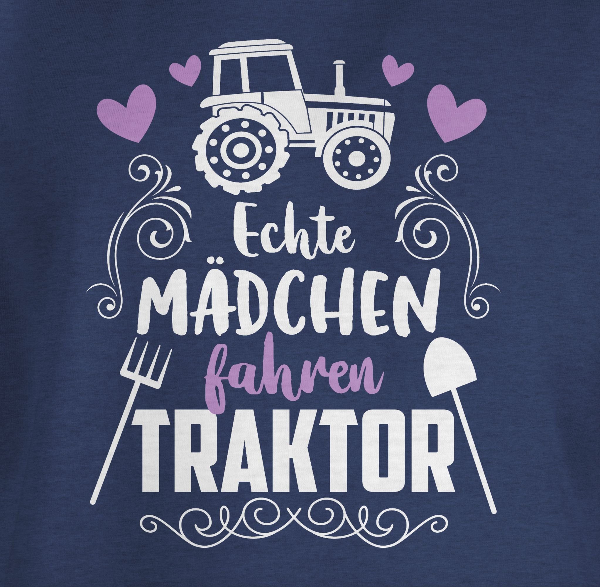 Fahrzeuge Traktor T-Shirt 2 Shirtracer Echte - weiß Dunkelblau Kinder Meliert fahren Mädchen