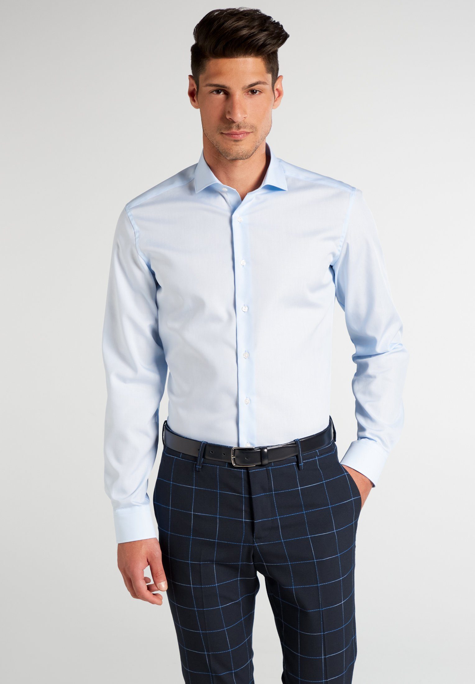 Eterna Langarmhemd SLIM FIT hellblau