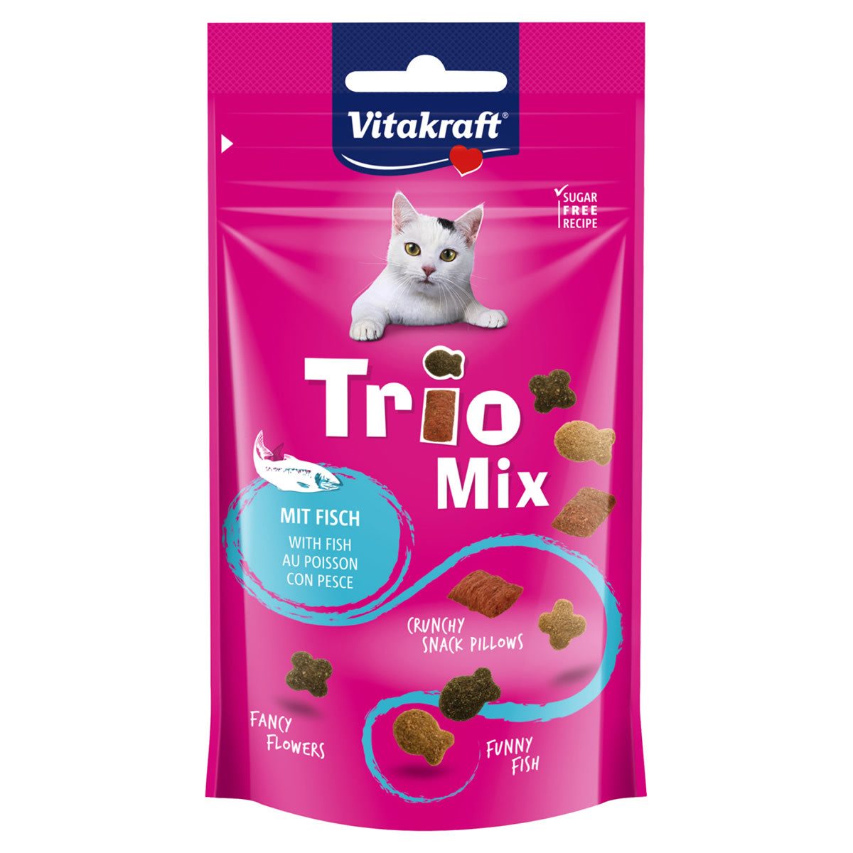 Vitakraft Trio Mix mit Fisch 60 g, Snack für: Katze