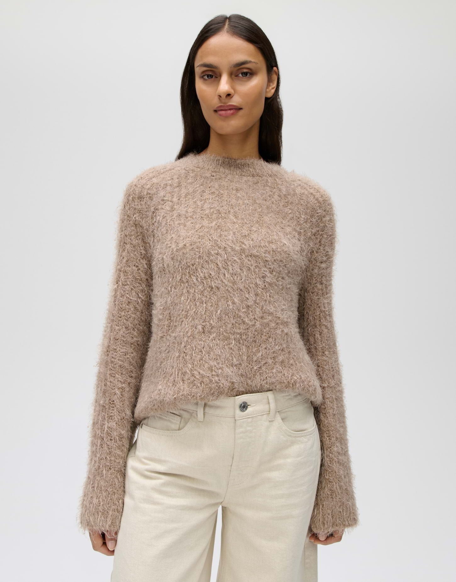 OPUS Strickpullover Pontes aus flauschigem Strick Gerade Form mit Raglanärmeln und lockerem Schnitt