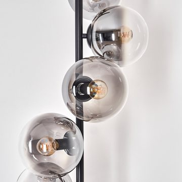 hofstein Stehlampe Stehlampe aus Metall/Glas in Schwarz/Rauchfarben/Klar, ohne Leuchtmittel, Leuchte mit Glasschirmen (15cm),Schalter, 6 xE14, ohne Leuchtmittel