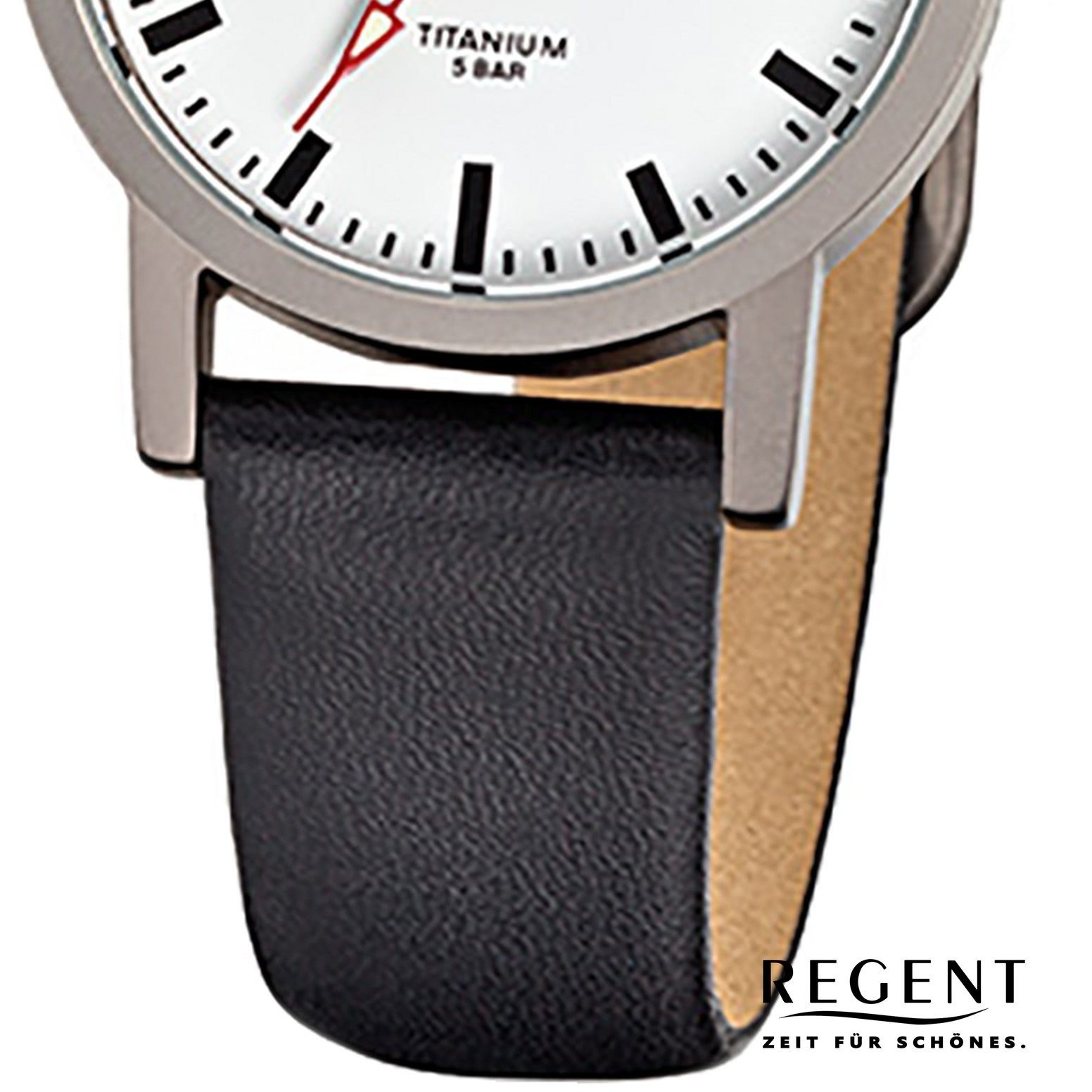 Analog, Damen-Armbanduhr Lederarmband Armbanduhr Regent (ca. 27mm), Damen Regent Quarzuhr klein schwarz rund,