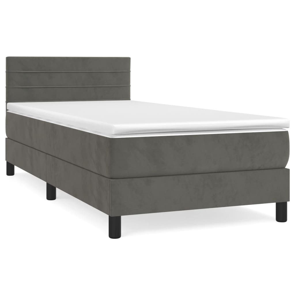 vidaXL Boxspringbett mit Matratze Dunkelgrau 90x190 cm Samt1537755 günstig online kaufen
