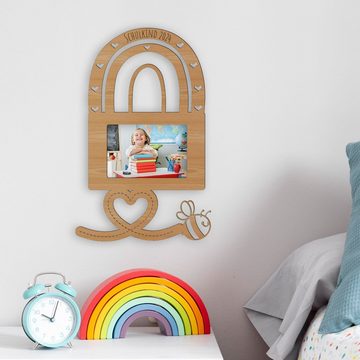 Namofactur Bilderrahmen Einschulung Geschenk Schulkind Deko Bilderrahmen - MDF Holz, für 1 Bilder, Fotorahmen Schulanfang, Regenbogen, Biene, Herzen, Foto Rahmen