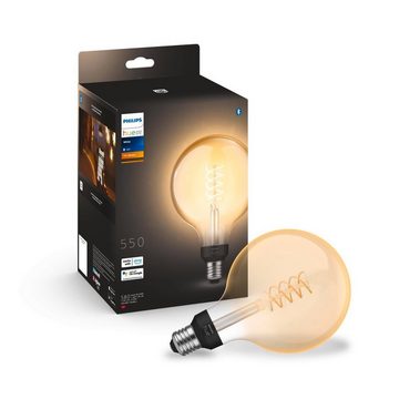Philips Hue LED-Leuchtmittel E27 LED Leuchtmittel Globe 550lm, E27, Warmweiß
