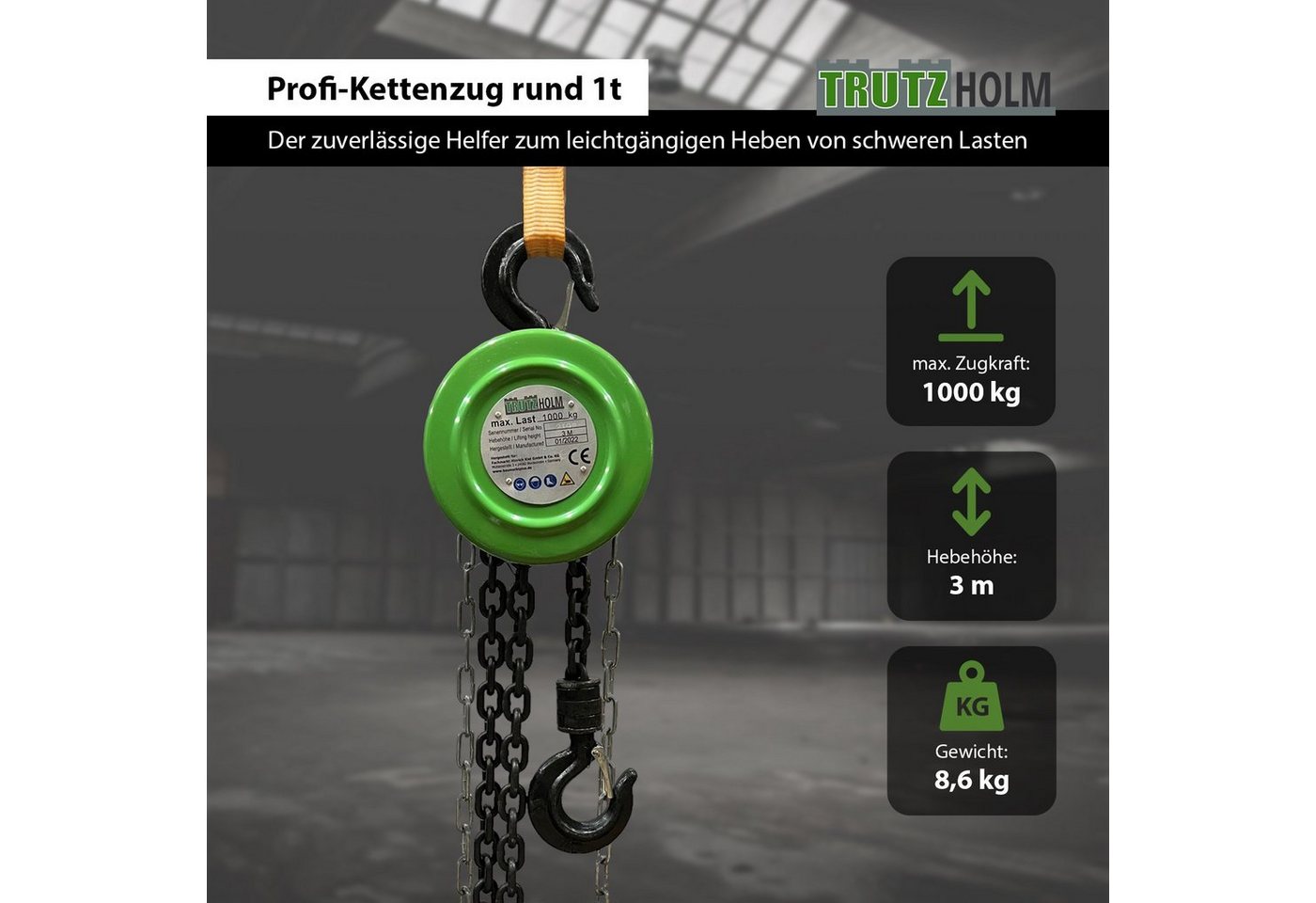 Thumbnail - TRUTZHOLM Kettenzug Hebetechnik rund HSZ Einzelbremse oder triangel HSC Doppelbremse, (Produkt, 1 St), Blockiersystem