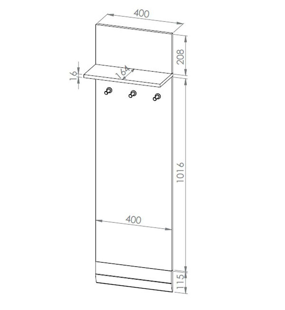 / 40 cm / B/T/H: 136 20 Feldmann-Wohnen cm cm Garderobenpaneel Blanco,