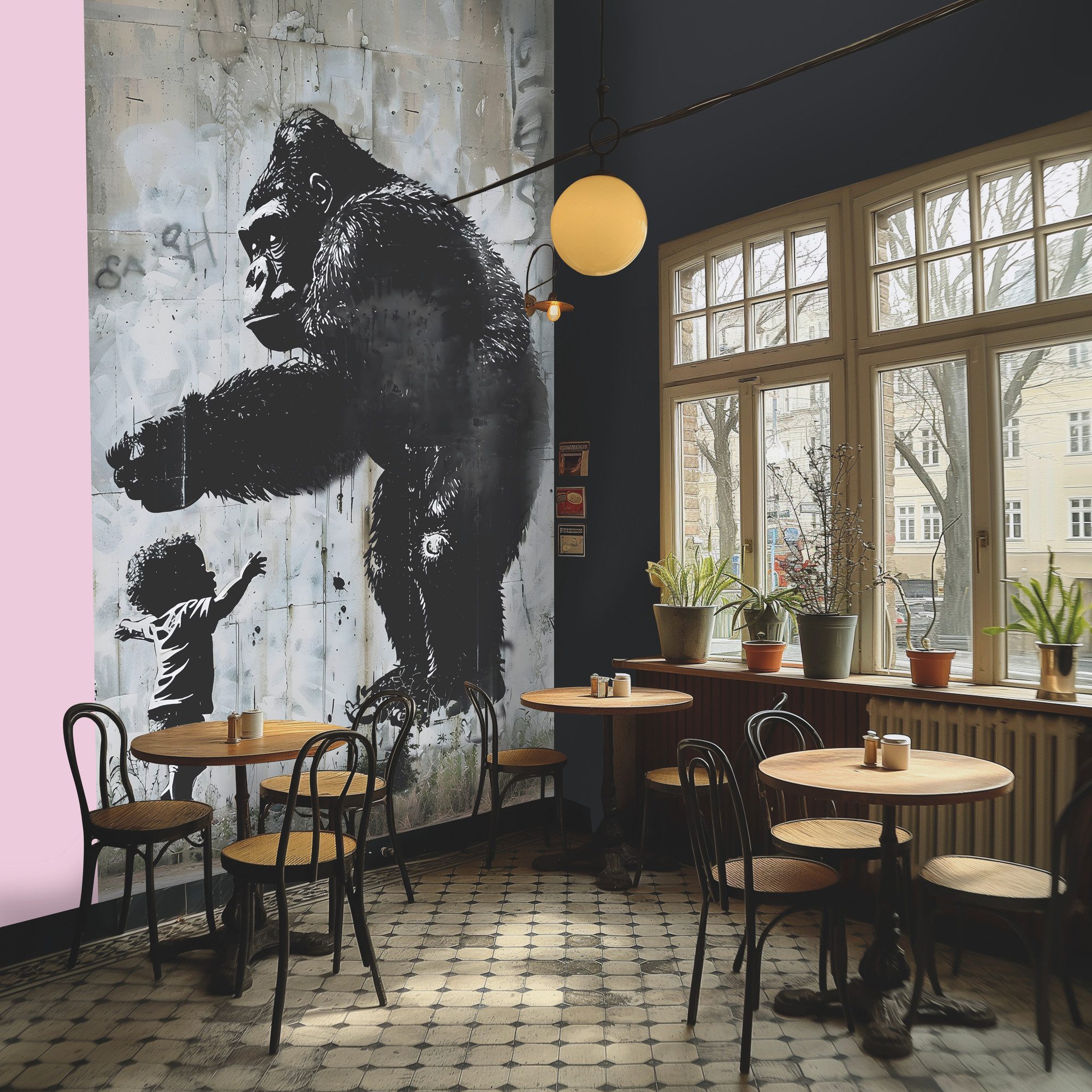 living walls Vliestapete Fototapete Urban Art Gorilla Kind erweiterbar, strukturiert, Kunst, (1 St)