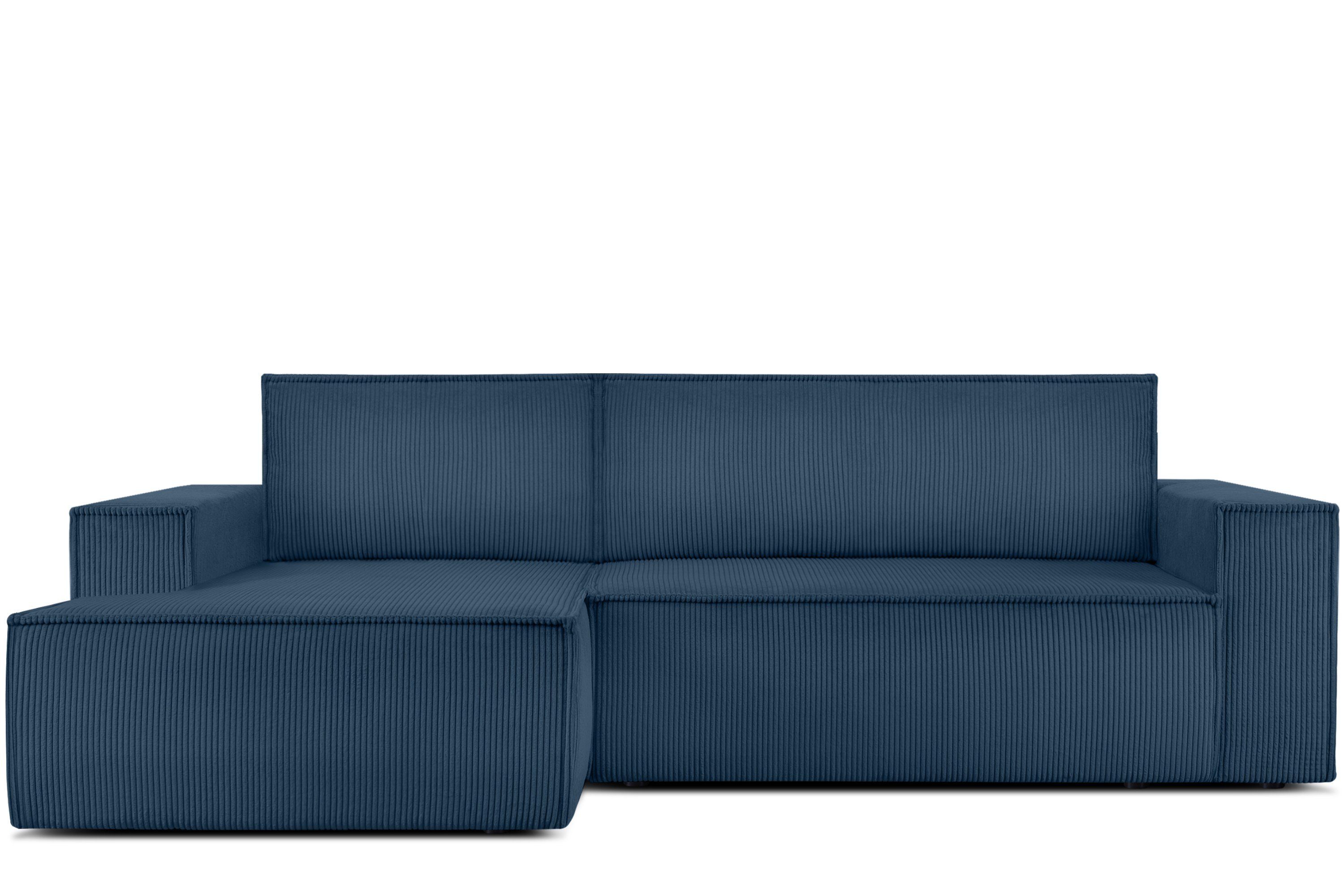 Konsimo Ecksofa NAPI Ecksofa links, hergestellt in der EU, mit Schlaffunktion, in Pet Friendly Cord-Stoff marineblau