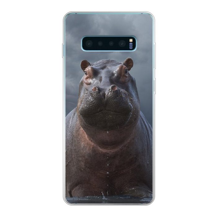 MuchoWow Handyhülle Nilpferd - Wasser - Wolken Phone Case Handyhülle Samsung Galaxy S10 Lite Silikon Schutzhülle