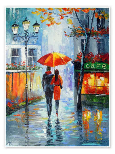 Posterlounge Poster Olha Darchuk, Romantischer Spaziergang durch die Stadt, Malerei
